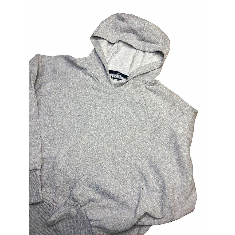 ASICS Womens Cropped Fleece Pullover Hoodie Gray Heather Size Large Boxy Soft